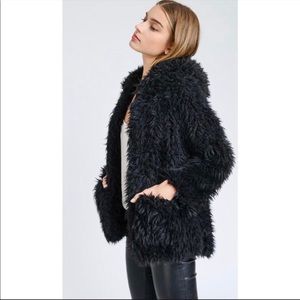 Love Tree Black Fuzzy Coat